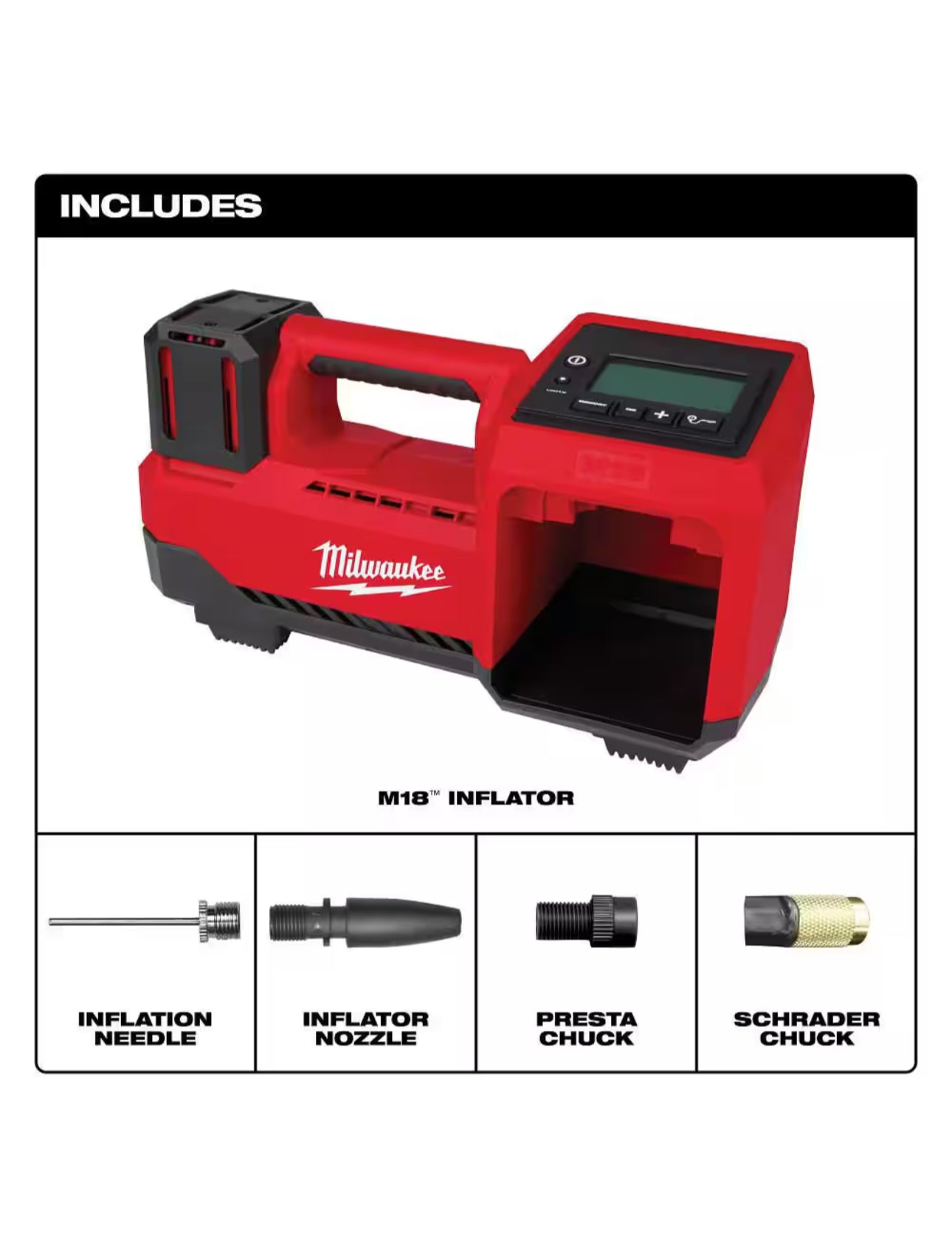 Milwaukee
M18 18-Volt Lithium-Ion Cordless Electric Portable Inflator (Tool-Only